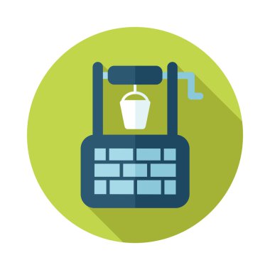 Water Well flat icon with long shadow clipart