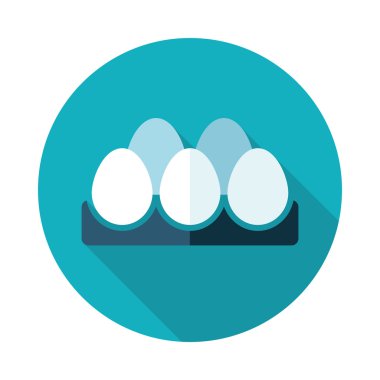 Tavuk yumurtası uzun gölge ile bir tepsi düz simgesi