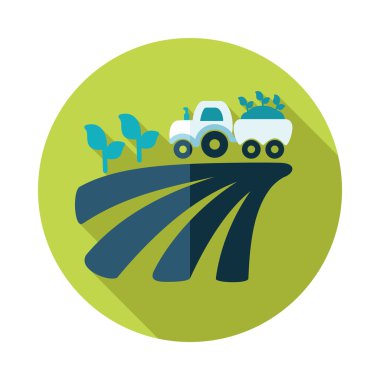 Traktör alan hasat fide düz simgesini