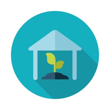 Uzun gölge ile sera düz simgesi