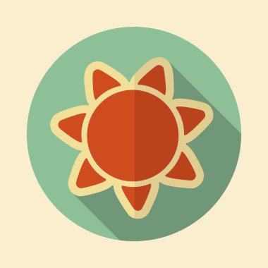 Uzun gölge güneş retro düz simgesiyle