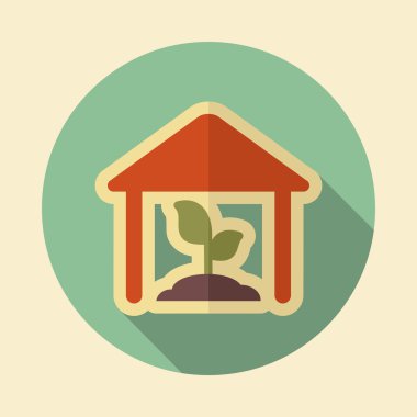 Uzun gölge sera retro düz simgesiyle