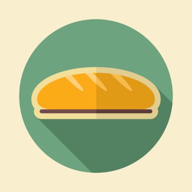 Uzun gölge ekmek retro düz simgesiyle