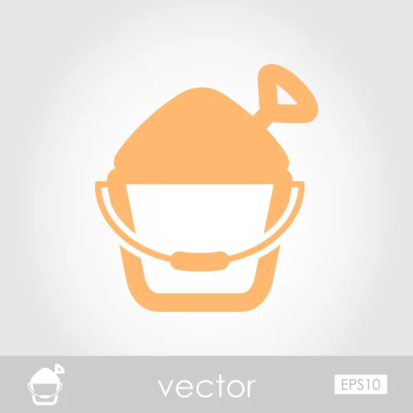 Zand emmer en schop vector-pictogram — Stockvector