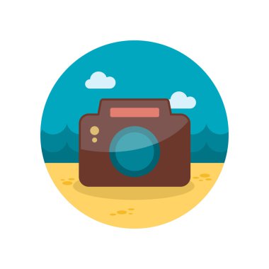 Fotoğraf kamera düz simgesi uzun gölge ile