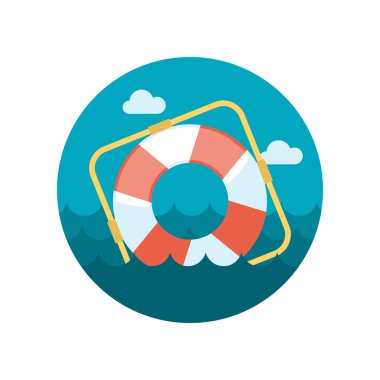 Lifebuoy uzun gölge düz simgesi