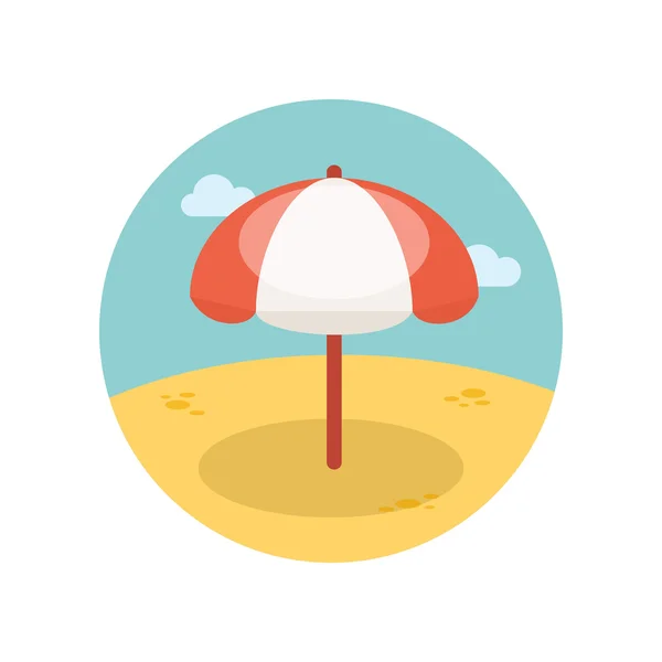 Slunečník na pláži ploché ikony — Stockový vektor