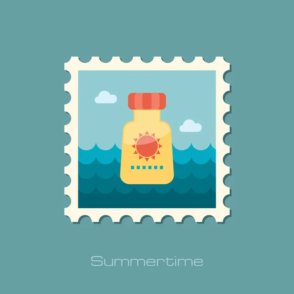 Sunscreen flat stamp — Stock Vector