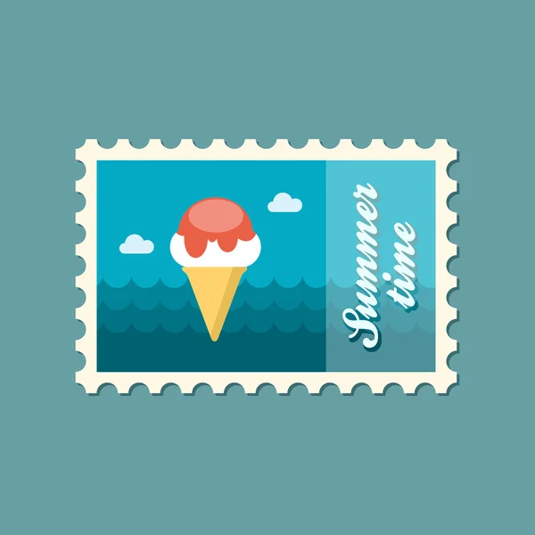 冰激淋平邮票、 夏季 — 图库矢量图片