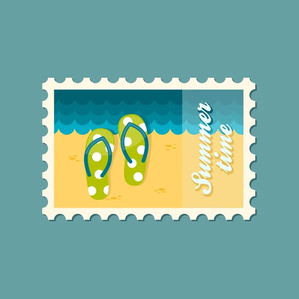 Tongs timbre plat, été — Image vectorielle
