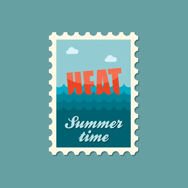 Heat flat stamp, summertime — Stock Vector