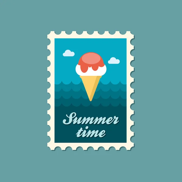 Ice Cream flat stamp, summertime — Stock Vector