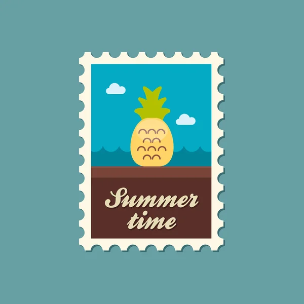 Ananász lapos bélyegző, nyáron — Stock Vector