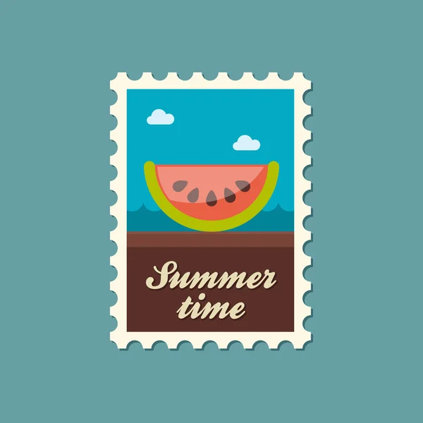 Watermelon Slice flat stamp, summertime — Stock Vector