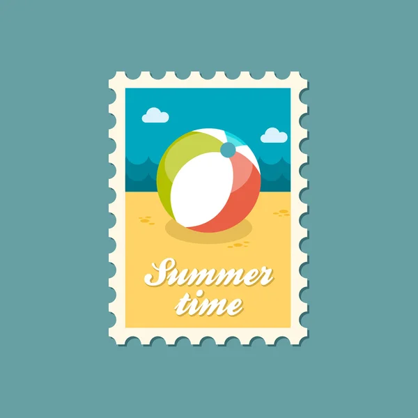 Пляжный бал плоская марка, лето — стоковый вектор