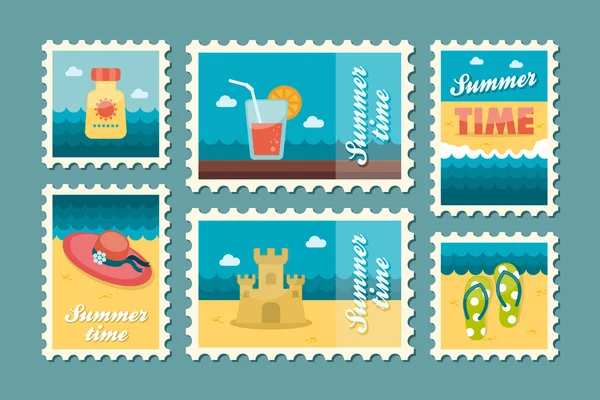 Zomer stempel platte instellen — Stockvector