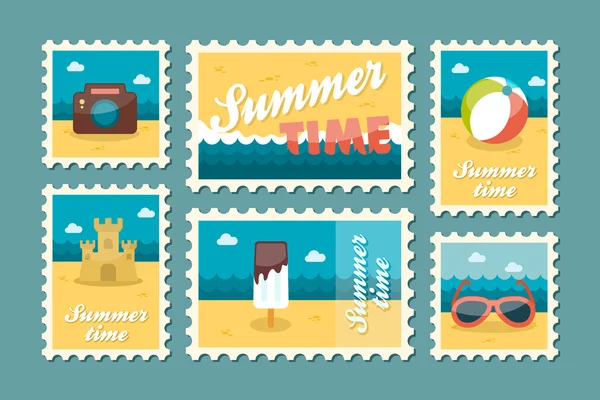 Conjunto de sello de verano plano — Archivo Imágenes Vectoriales