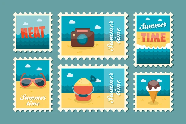 Conjunto de sello de verano plano — Archivo Imágenes Vectoriales