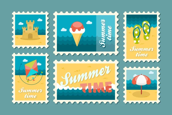 Zomer stempel platte instellen — Stockvector