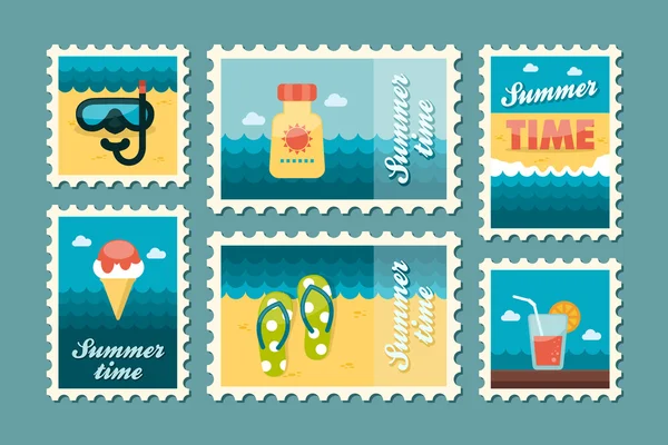 Zomer stempel platte instellen — Stockvector