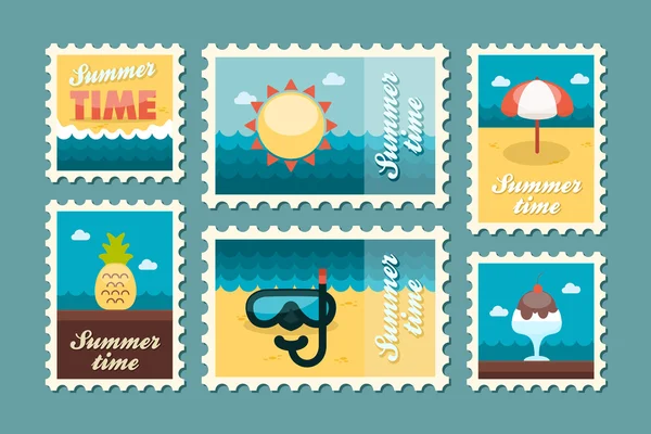 Zomer stempel platte instellen — Stockvector