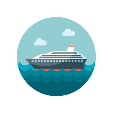 Cruise transatlantik liner gemi düz simgesi