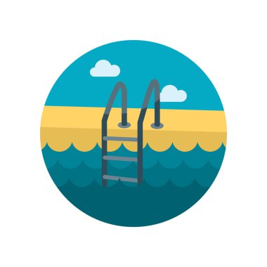 Yüzme Havuzu düz simgesi