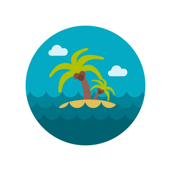 Palmiye ağaçları düz simgesi ile bir ada — Stok Vektör
