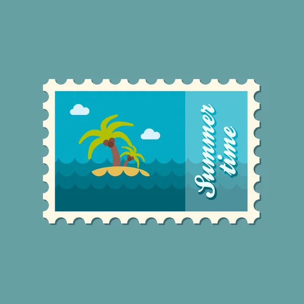 Isla con palmeras sello plano, verano — Archivo Imágenes Vectoriales