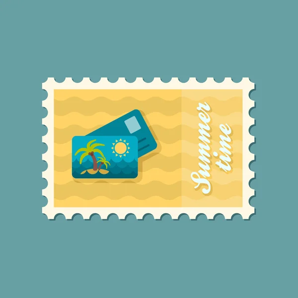 Tarjeta con sello plano de palma, verano — Vector de stock