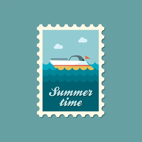 Суднові човни плоска марка, літній час — стоковий вектор