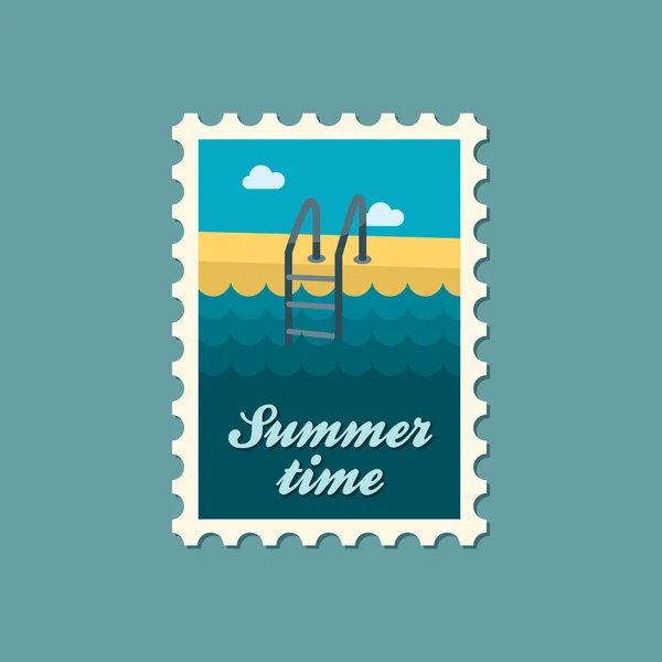 Swimming pool flat stamp, summertime — Stock Vector