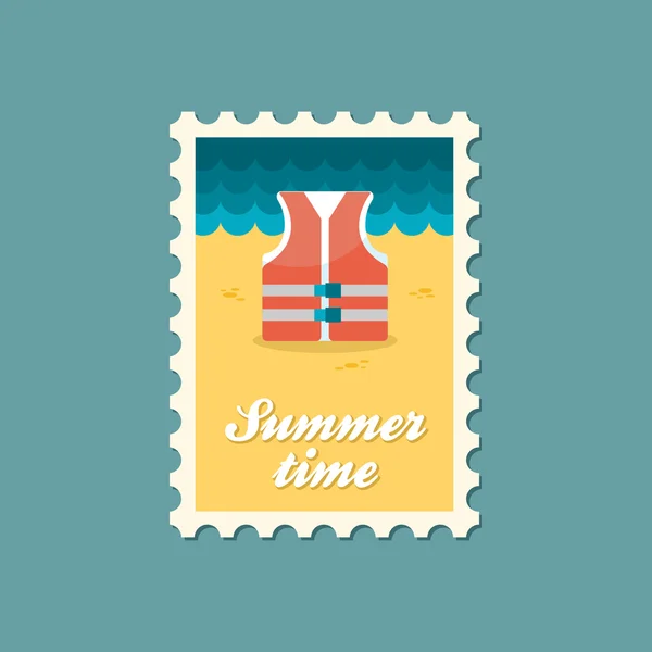 Life jacket flat stamp, summertime — Stock Vector
