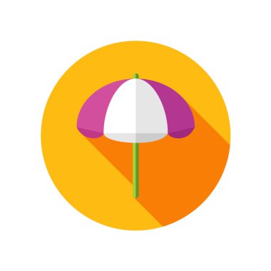 Uzun gölge ile plaj şemsiye düz simgesi