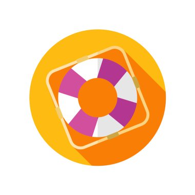 Lifebuoy uzun gölge düz simgesi