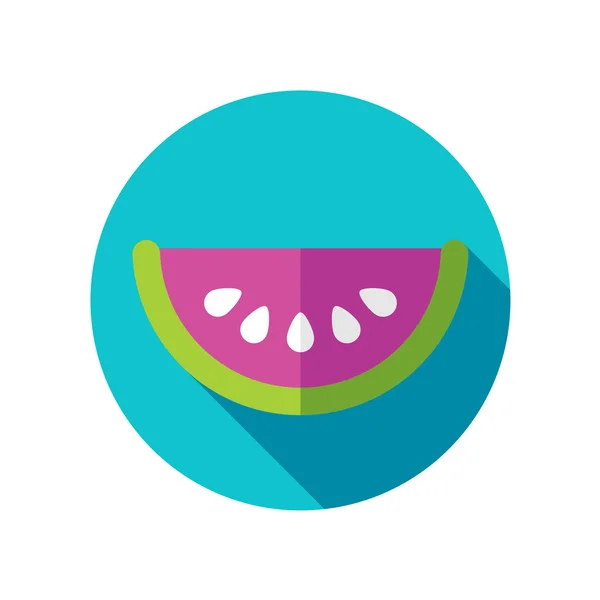 Pastèque Tranche icône plate avec ombre longue — Image vectorielle