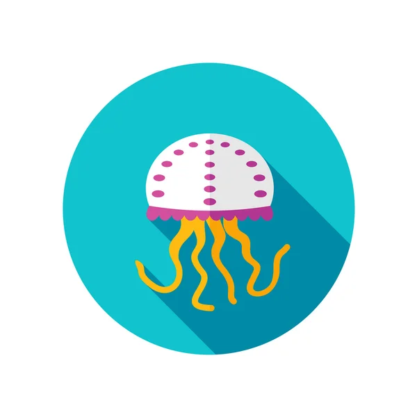 Icono plano medusa con sombra larga — Archivo Imágenes Vectoriales