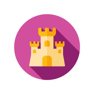 Kum kale uzun gölge düz simgesiyle