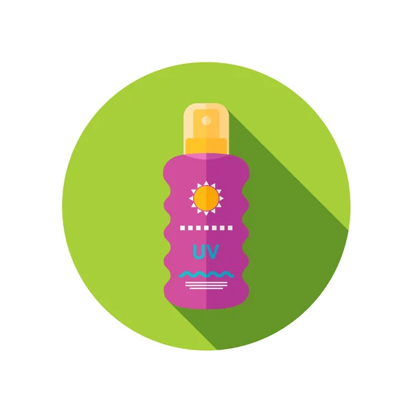 Creme de sol em spray ícone plano com sombra longa —  Vetores de Stock