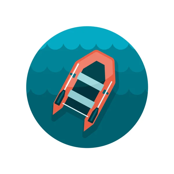 Nafukovací člun ploché ikony — Stockový vektor