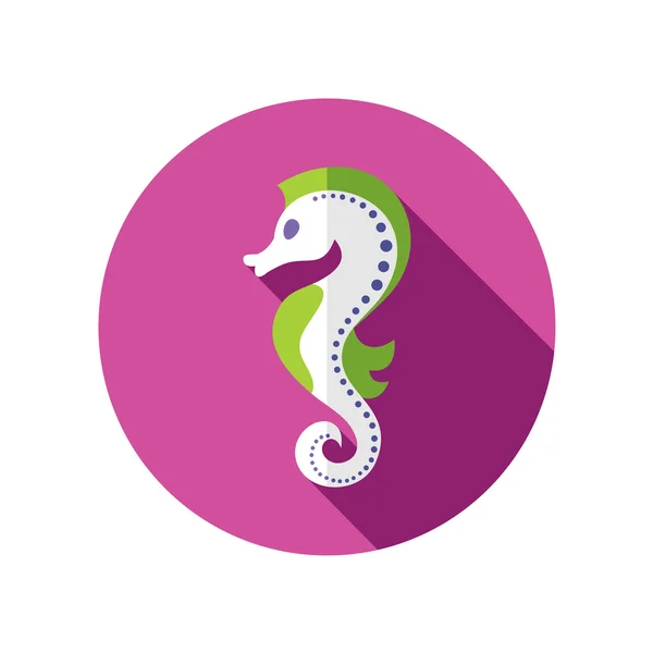 Sea Horse platte pictogram met lange schaduw — Stockvector