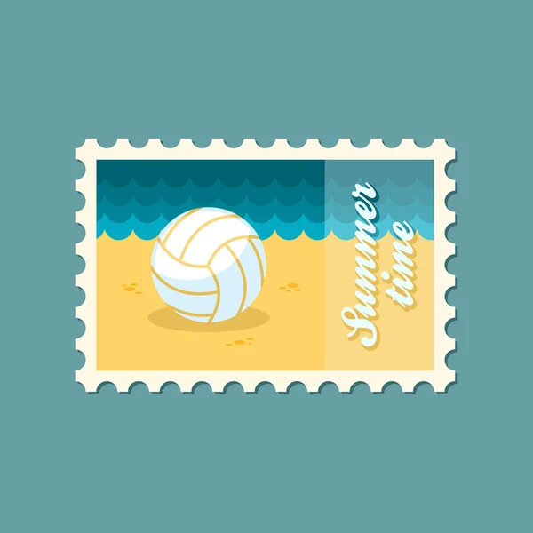 Volleyball flat stamp — Stock Vector