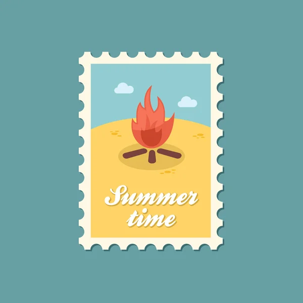 Timbre plat Bonfire — Image vectorielle