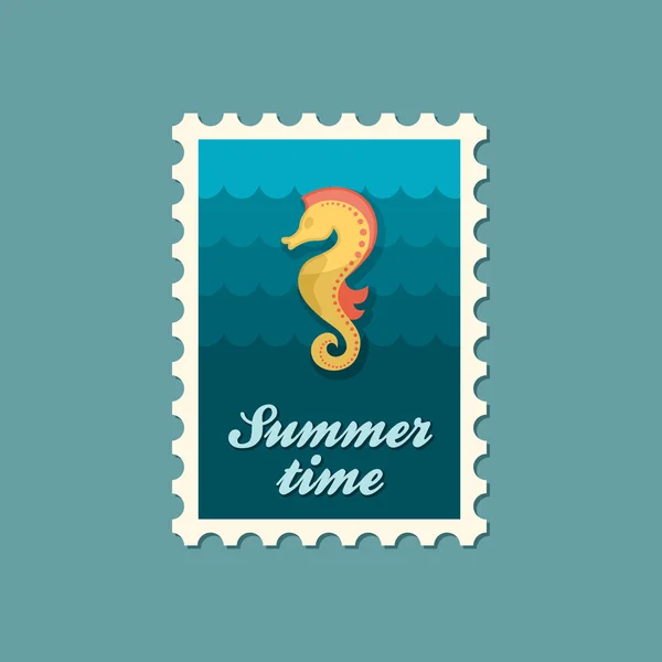 Sea Horse flat stamp — Stock Vector