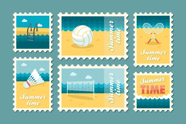 Conjunto de sello de verano plano — Vector de stock