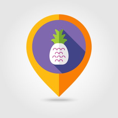Uzun gölge ile ananas düz eşleme PIN simgesi