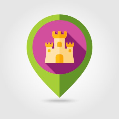 Uzun gölge ile kum kale düz eşleme PIN simgesi