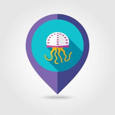 Denizanası eşleme PIN simge uzun gölge ile düz