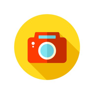 Fotoğraf kamera düz simgesi uzun gölge ile