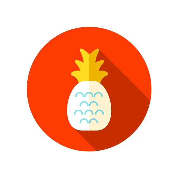 Ananas płaski ikona z długi cień — Wektor stockowy